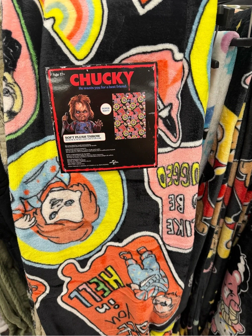 Chucky Black Multi-Color throw blanket